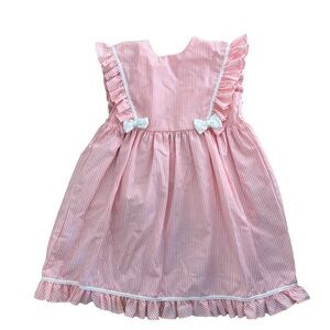 Girls Pink Seersucker Striped Dress